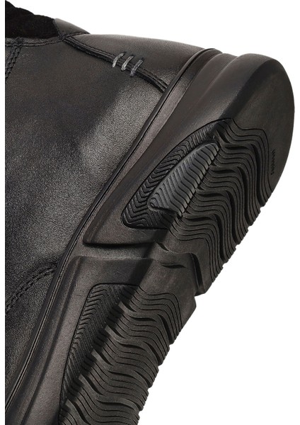 Erkek Siyah Bağcıklı Fermuarlı Deri Casual Bot 25WFD710518