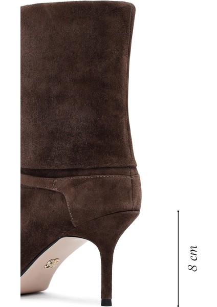 Kadın Kahverengi Ince Topuklu Süet Deri Bot 25AFD490310 fiyatları