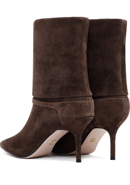 Kadın Kahverengi Ince Topuklu Süet Deri Bot 25AFD490310