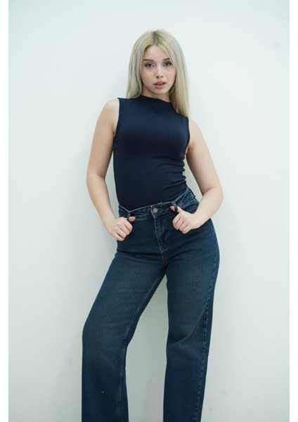 Tintli Mavi Palazzo Pantolon