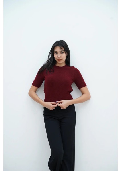 Kısa Kollu Bisiklet Yaka Kazak modelleri