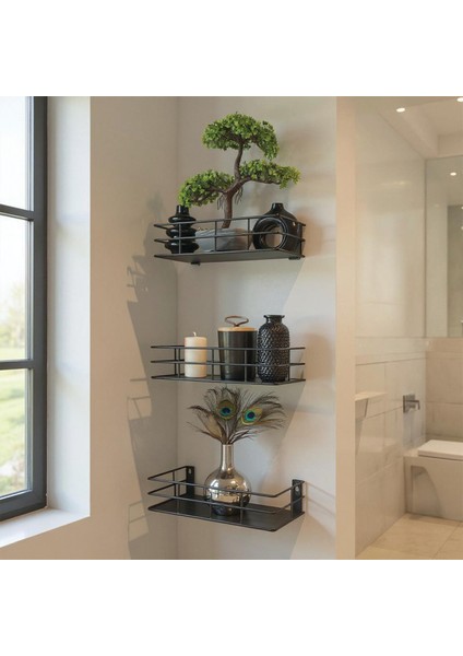 3'lü Set Dekoratif Duvar Rafı - 31CM/29CM/27CM Model-1