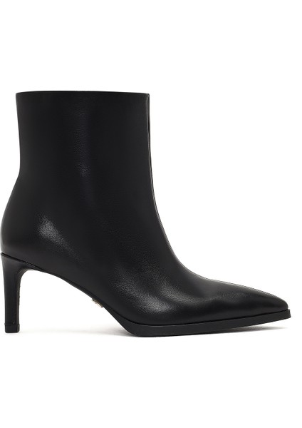 Kadın Siyah Ince Topuklu Deri Bot 25WFD491418