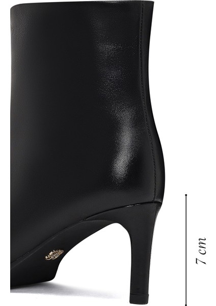 Kadın Siyah Ince Topuklu Deri Bot 25WFD491418 fiyatları