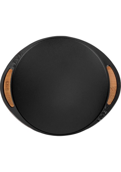 Döküm Yuvarlak Saç Kavurma Tavası Döküm Demir Yekpare Çift Kulplu Cam Kapaklı Kayın Servis Ahşabı ÇAP(Ø)28CM.-BORDO modelleri