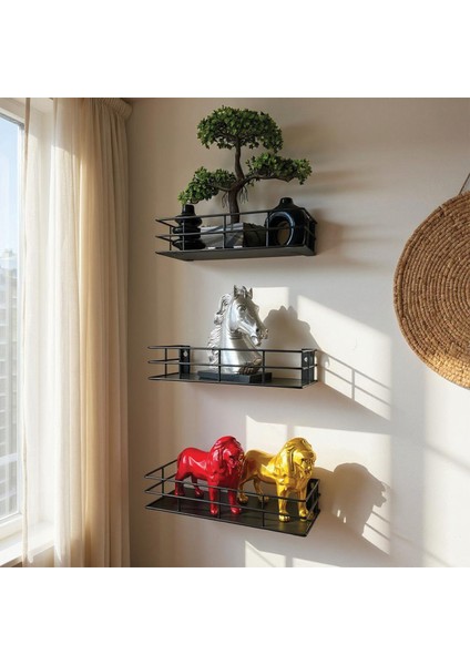 3'lü Set Dekoratif Duvar Rafı - 31CM/29CM/27CM Model-1 indirimleri