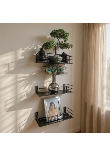3'lü Set Dekoratif Duvar Rafı - 31CM/29CM/27CM Model-1
