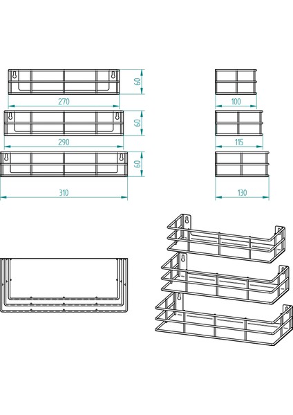 3'lü Set Dekoratif Duvar Rafı - 31CM/29CM/27CM Model-1