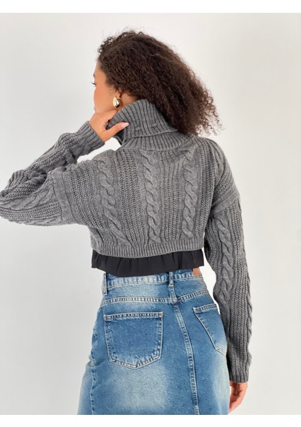Kadın Örgü Desenli Antrasit Balıkçı Yaka Triko Kazak fırsatları