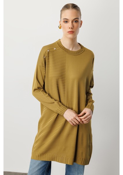 Omzu Düğme Detaylı Triko Tunik-Y.YEŞİLİ fiyatları