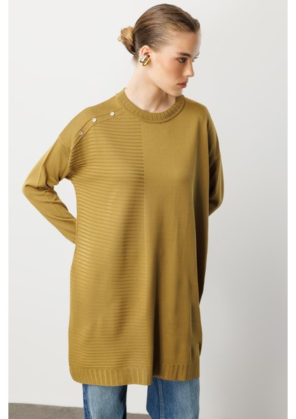 Omzu Düğme Detaylı Triko Tunik-Y.YEŞİLİ modelleri