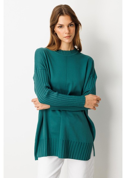 Ribana Detaylı Triko Tunik-Zümrüt modelleri