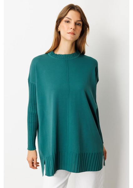 Ribana Detaylı Triko Tunik-Zümrüt indirimleri