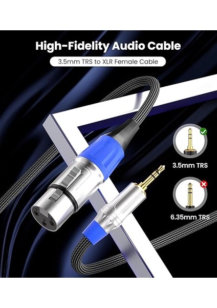 Xlr - 3,5 mm Mikrofon Kablosu, Kameralar, Dslr Kameralar, Bilgisayar Kayıt Cihazı ve Daha Fazlası Için 1/8" Mikrofon Kablosu - 3,3 Ft fiyatları