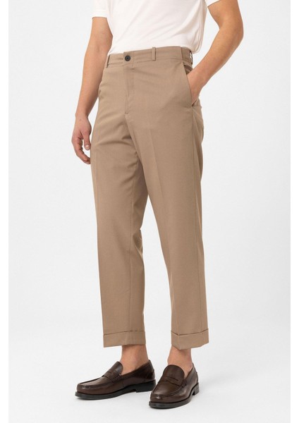 Bej Yüksek Bel Straight Fit Erkek Pantolon fiyatları