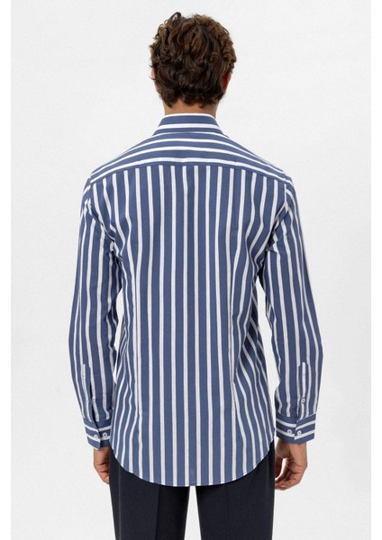 Indigo Slim Fit Çizgili Erkek Gömlek indirimleri