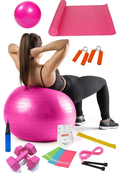 13 Lü Pilates Seti Topu 3 Lü Pilates Bandı Lastiği Dambıl Minder Atlama Ipi El Yayı modelleri