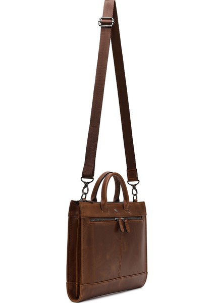 Erkek Kahverengi Uzun Askılı Deri Evrak Çantası 25WBD3531CR