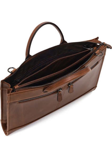 Erkek Kahverengi Uzun Askılı Deri Evrak Çantası 25WBD3531CR