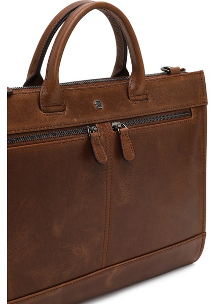 Erkek Kahverengi Uzun Askılı Deri Evrak Çantası 25WBD3531CR