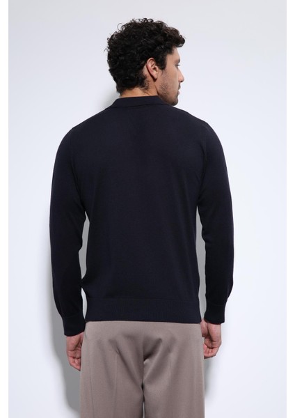 Lacivert Polo Yaka Erkek Kazak indirimleri