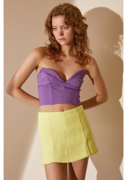 Kalp Yaka Büstiyer Mor