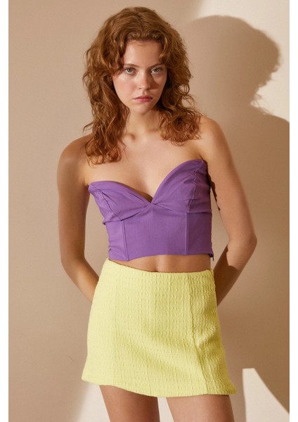 Kalp Yaka Büstiyer Mor modelleri