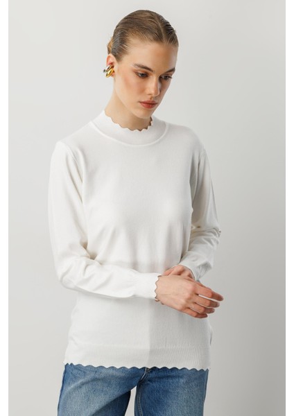 Yarım Balıkçı Angora Triko Kazak-Ekru modelleri