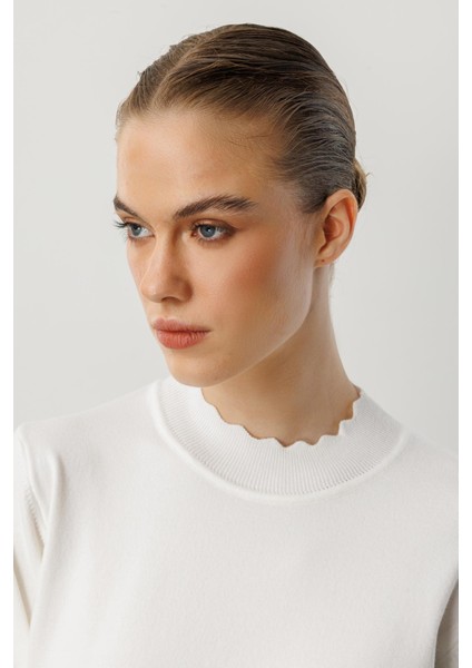 Yarım Balıkçı Angora Triko Kazak-Ekru fırsatları