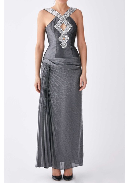 Taş Detaylı Uzun Nikah Elbisesi Siyah K0745113_001 fırsatları