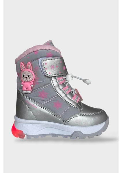 Içi Kürklü Suya Dayanıklı Soğuk Geçirmez Bebe Çocuk Bot Gri - Pudra
