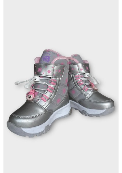 Içi Kürklü Suya Dayanıklı Soğuk Geçirmez Bebe Çocuk Bot Gri - Pudra modelleri