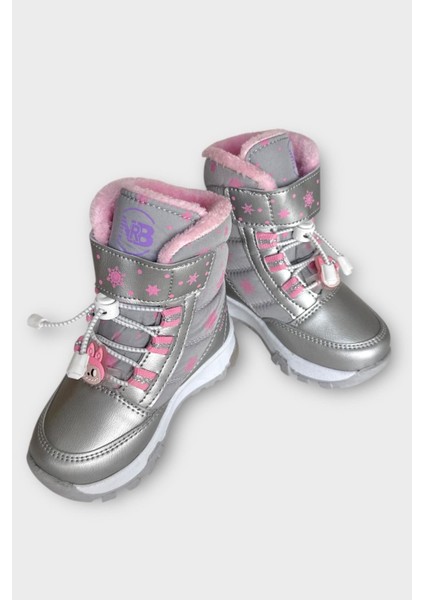 Içi Kürklü Suya Dayanıklı Soğuk Geçirmez Bebe Çocuk Bot Gri - Pudra fırsatları