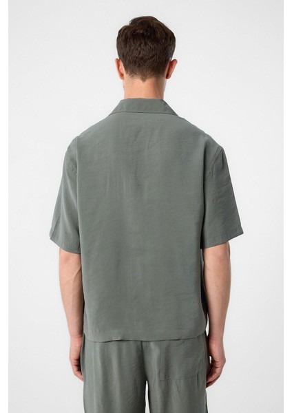 Haki Apaş Yaka Modal Kumaş Erkek Gömlek indirimleri