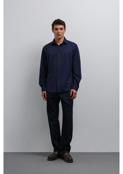 Lacivert Relax Fit Erkek Gömlek modelleri