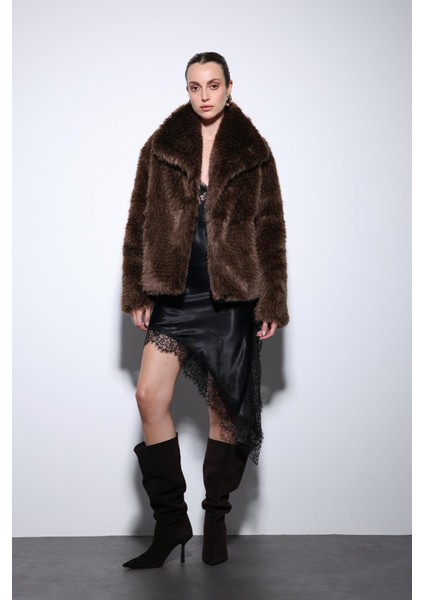 Kahve Suni Kürk Kadın Ceket modelleri