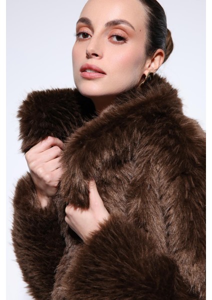 Kahve Suni Kürk Kadın Ceket