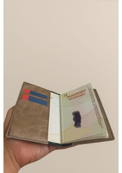 İsme Özel Deri Pasaport Kılıfı Pasaport Taşıma Cüzdanı Kartlık Bölmeli Pasaport Tip - Taba açık kahve fırsatları