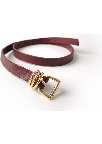 Üç Tokalı Ince Kemer Bordo fiyatları