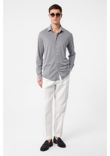 Gri Slim Fit Erkek Gömlek modelleri