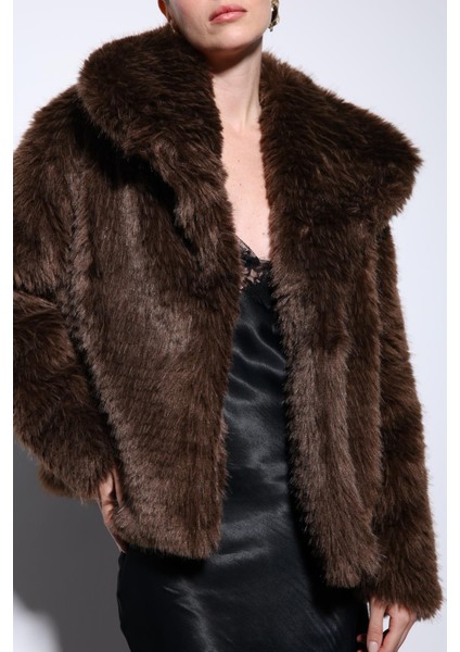 Kahve Suni Kürk Kadın Ceket