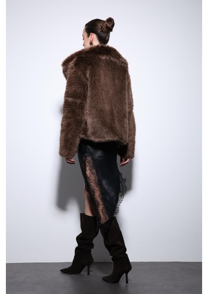 Kahve Suni Kürk Kadın Ceket