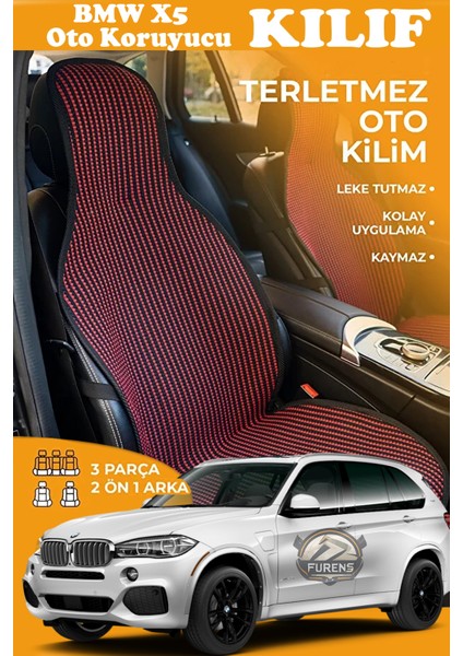 Bmw X5 Uyumlu Kırmızı Prestij Serisi Dokuma Kumaş Oto Koltuk Kılıfı Ön Tam Arka Alt