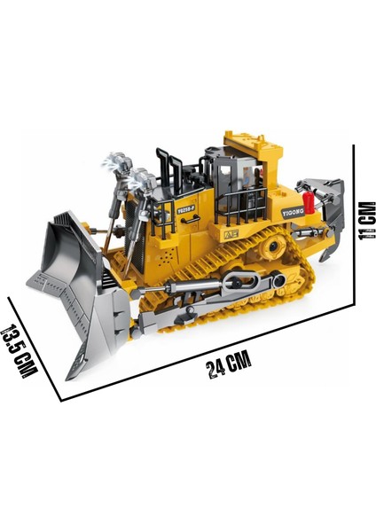 Uzaktan Kumandalı Full Fonksiyon Metal Premium Model Bulldozer, Ekskavatör ve Kamyon 1:16 Ölçek Şarjlı Sesli Işıklı 3 Model (Tam Fonksiyon) (Buldozer) indirimleri