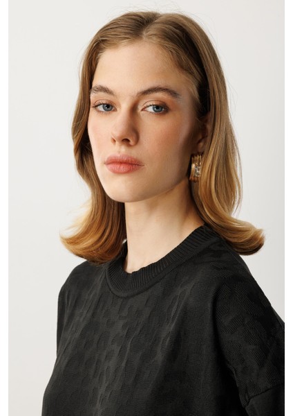 Leopar Desenli Triko Uzun Elbise-Siyah fırsatları