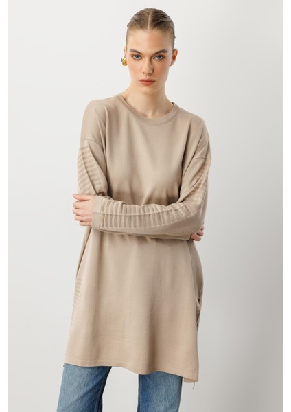 Yırtmaç Detaylı Triko Tunik-Taş modelleri