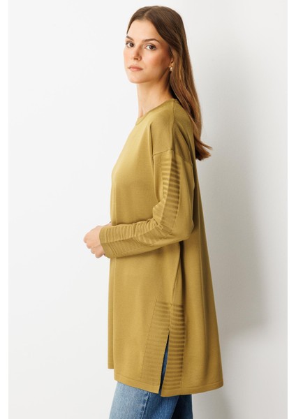Yırtmaç Detaylı Triko Tunik-Y.YEŞİLİ fiyatları