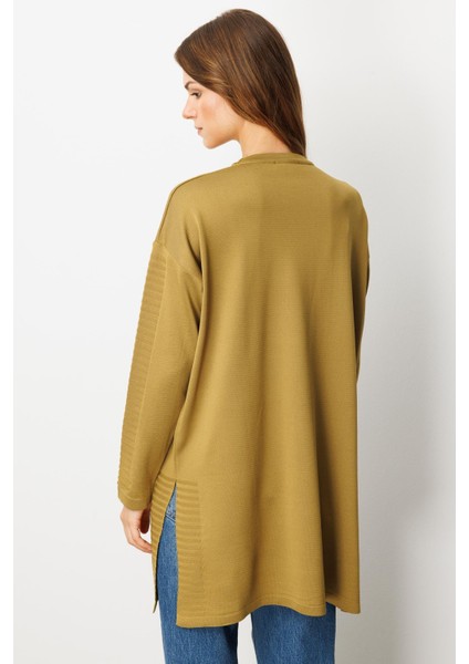 Yırtmaç Detaylı Triko Tunik-Y.YEŞİLİ