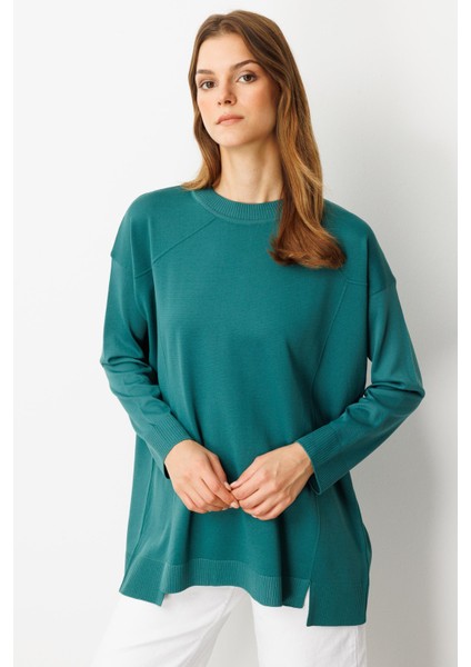 Yuvarlak Yaka Basic Triko-Zümrüt indirimleri