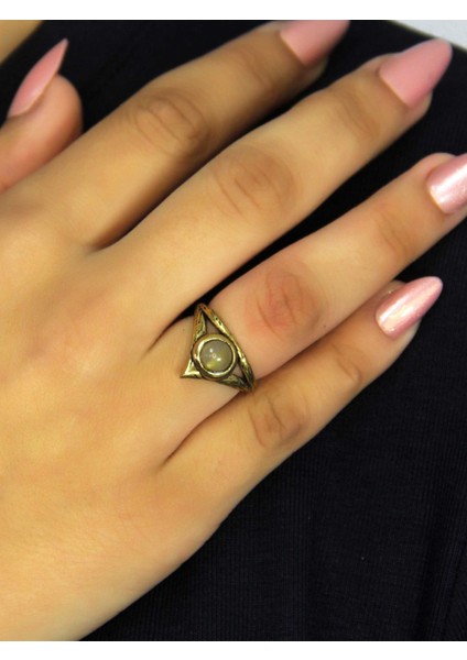 Doğal Taş Sitrin Doğal Taşlı Antik Model Kadın Ayarlanabillir Yüzük EUY72S fiyatları